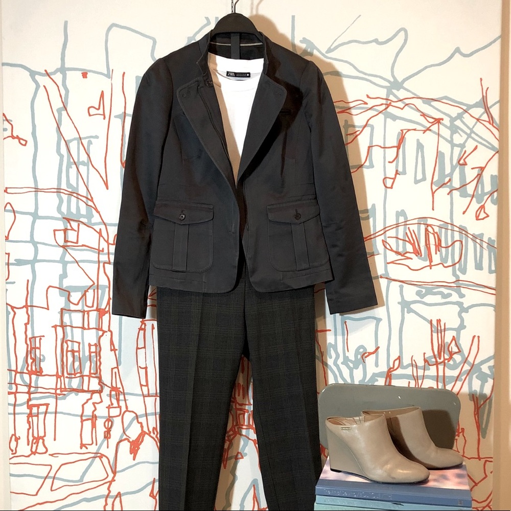 Banana Republic mandarin collar sateen blazer